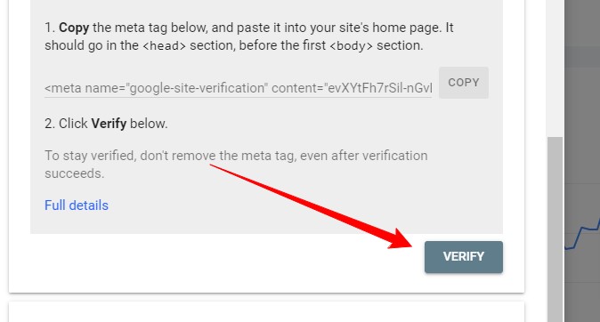 Verification in Google Search Console